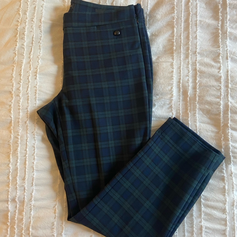 Banana Republic Sloan Ankle Pant in Blue/Green Plaid